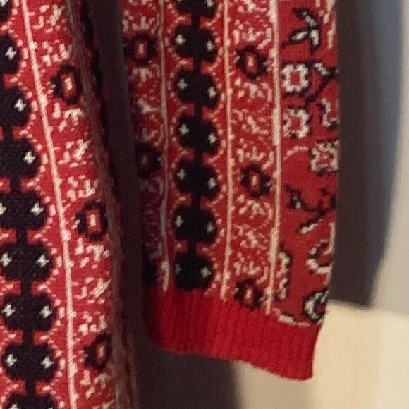 Blue Rain SZM Sweater Dress Red & Black Fair Isle Boho Timeless Preppy Y2K - Picture 4 of 8